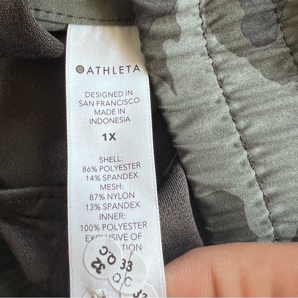 Athleta printed MESH RACER RUN SHORTS 4" CAMO Size 1x - Picture 12 of 13